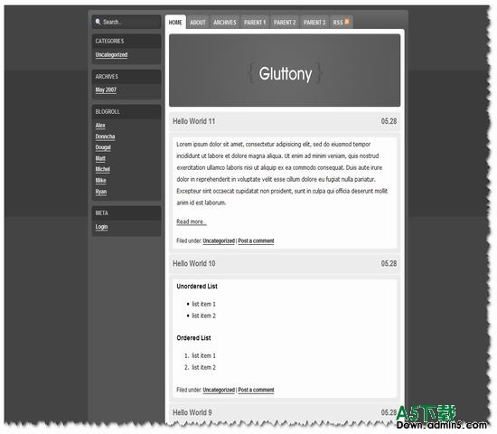 Wordpress Gluttony主题下载