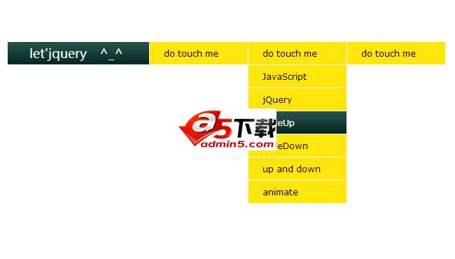 jQuery黄色下拉滑动导航菜单代码