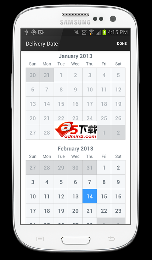 日历(Calendar)选择功能源码