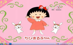 樱桃小丸子穿花衣电脑主题 win7版