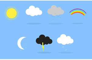 纯CSS3实现7种扁平天气图标