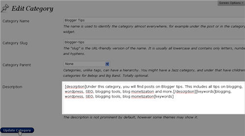 wordpress分类页面的meta描述和关键词的修改方法