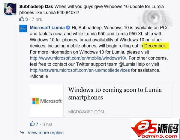 微软官网确定Win10 Mobile正式版12月份开始推送