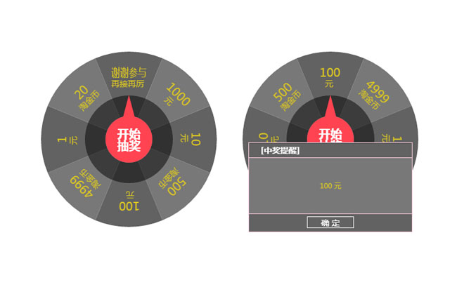  HTML5 Canvas指针大转盘抽奖代码