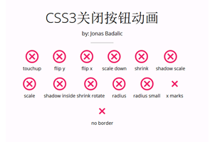 CSS3实现的多组关闭按钮点击动画特效源码