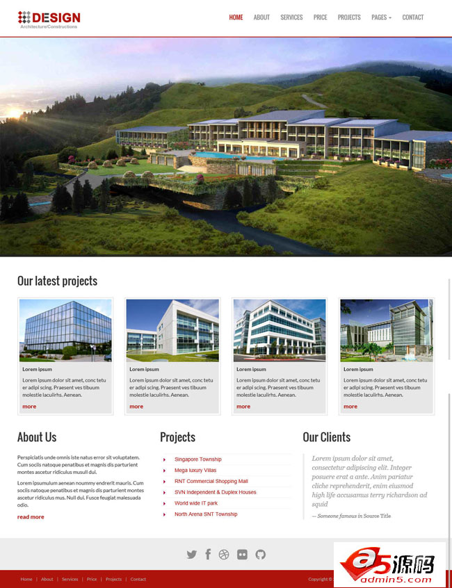 房地产建筑商响应式企业网站模板
