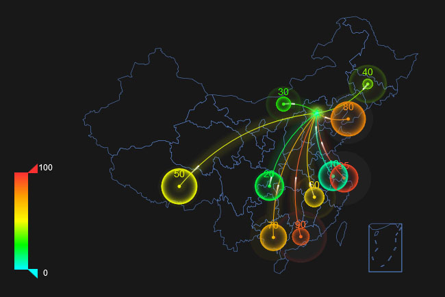  html5 echarts地图分布动画特效