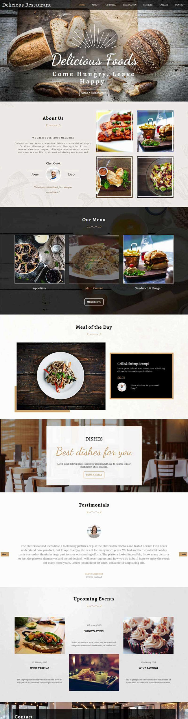 宽屏的国外餐饮美食网站html5模板