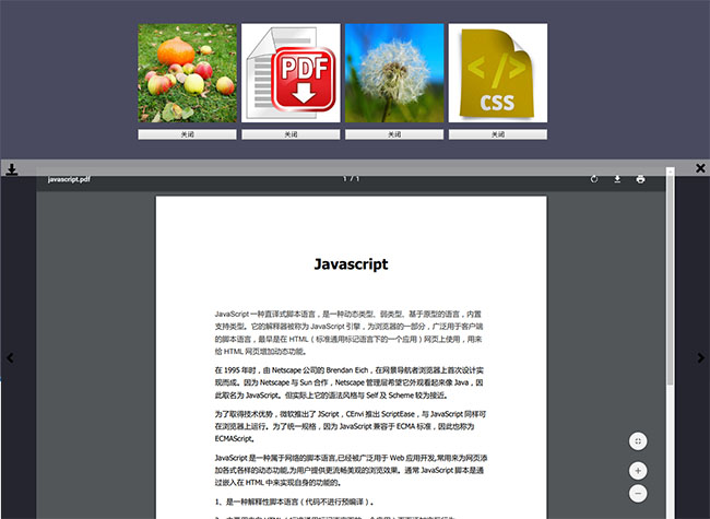  jQuery弹出图片和PDF文件预览代码