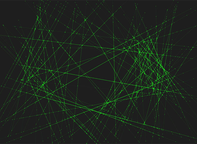  HTML5 Canvas绿色激光射线特效