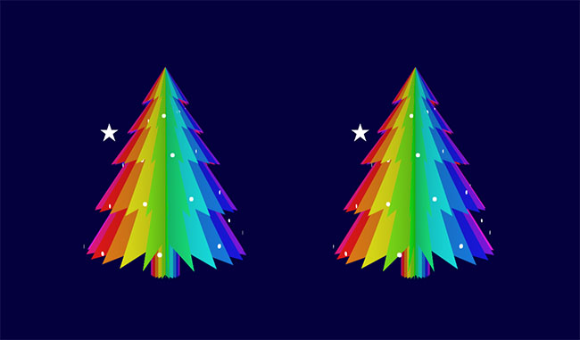 卡通彩色圣诞树CSS3特效
