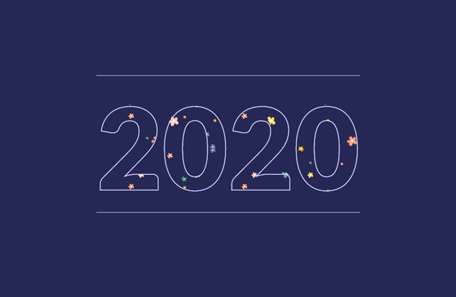  2020数字填充背景CSS3动画