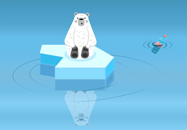  CSS3北极熊坐在冰面上特效