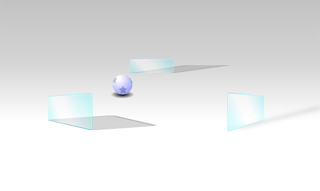  3D小球滚动撞击遮挡板特效